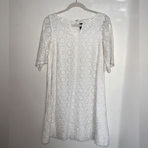 NWOT Adrianna Papell White Crochet Midi Dress - 4